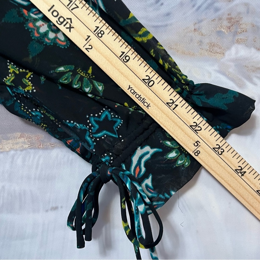 H&M Conscious Beach Cover Up‎ Women Size 12 Floral Drawstring Long Ruffle Sleeve - Picture 16 of 16